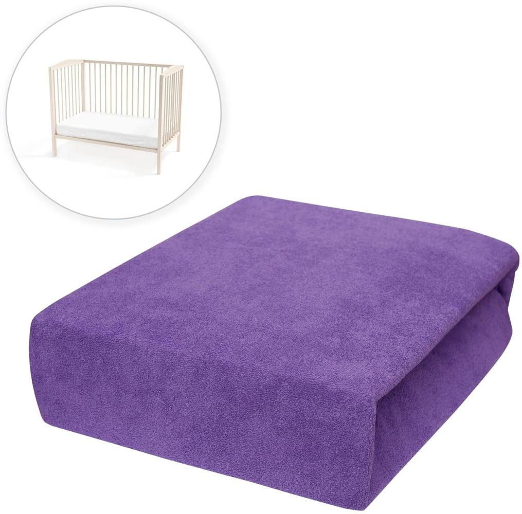 Frottier Spannbettuch passend zu 160x70 cm Kinderbett Matratze (Violett) Bild 1