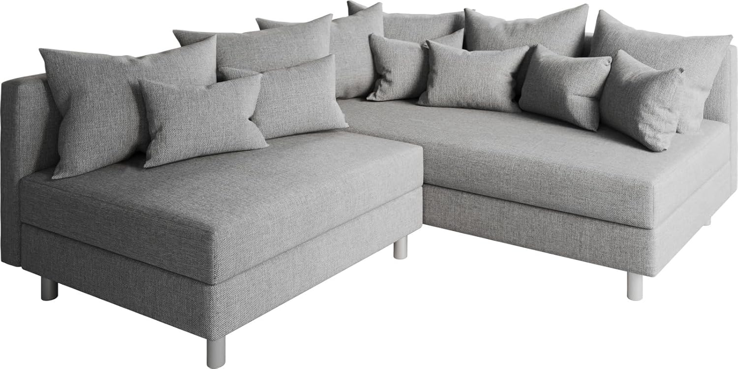 Ecksofa Clovis Grau Flachgewebe Ottomane Rechts Modulsofa Bild 1
