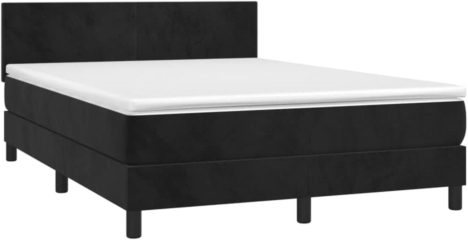 vidaXL Boxspringbett mit Matratze & LED Schwarz 140x200 cm Samt 3134287 Bild 1