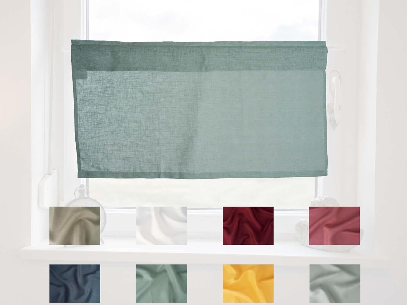 beties Scheibengardine Leinen, Stangendurchzug (1 St), halbtransparent, 100% Leinen, Bistrogardine 45x85 cm Landhausstil mit Tunnelaufhängung Fertiggardine Bild 1