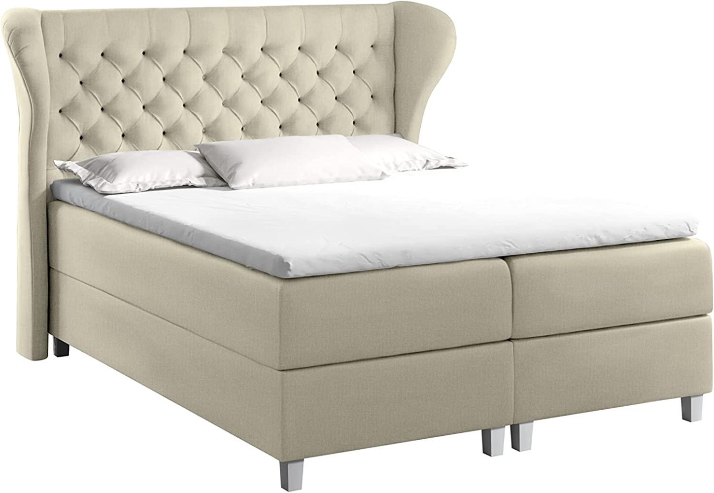 99rooms Turin Boxspringbett Strukturstoff 200x200 cm Beige Bild 1