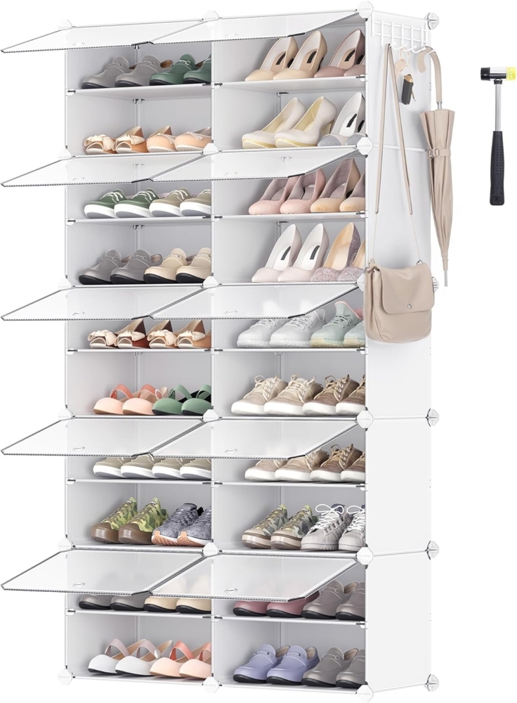 Songmics 'CPL035W01' Schuhregal mit 10 Fächern, Kunststoff, weiß, 32 x 83 x 156 cm Bild 1