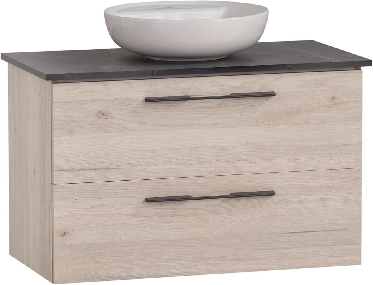 Schildmeyer Waschtisch Maxim 701845, rundes Aufsatzbecken, sandeiche Dekor/Marmor Optik Bild 1