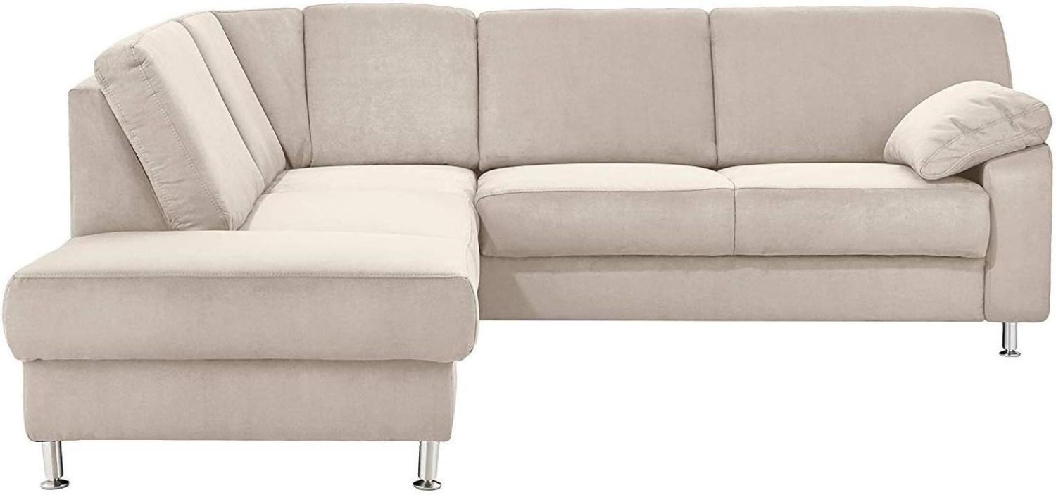 Cavadore Ecksofa Belfast mit Ottomane links / Polsterecke mit Federkern / inkl. Vorziehsitz und Bettkasten / 243 x 88 x 218 / Mikrofaser Hellbeige Bild 1