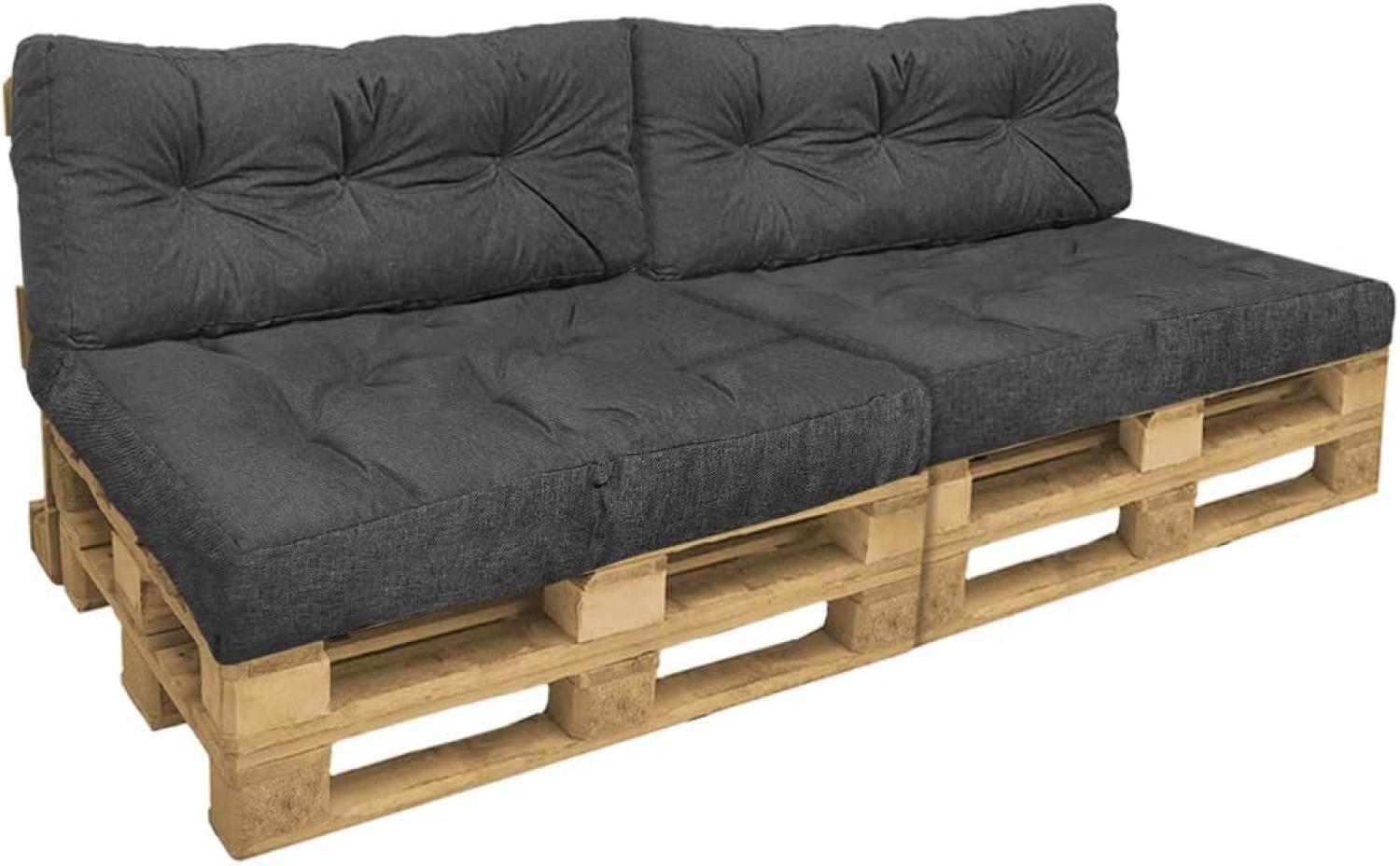 VOUNOT Palettenkissen 4er Set für Indoor und Outdoor, Palettenpolster Wasserdicht Palettensofa, Sitzkissen 120x80, Rückenkissen 120x40, Grau Bild 1