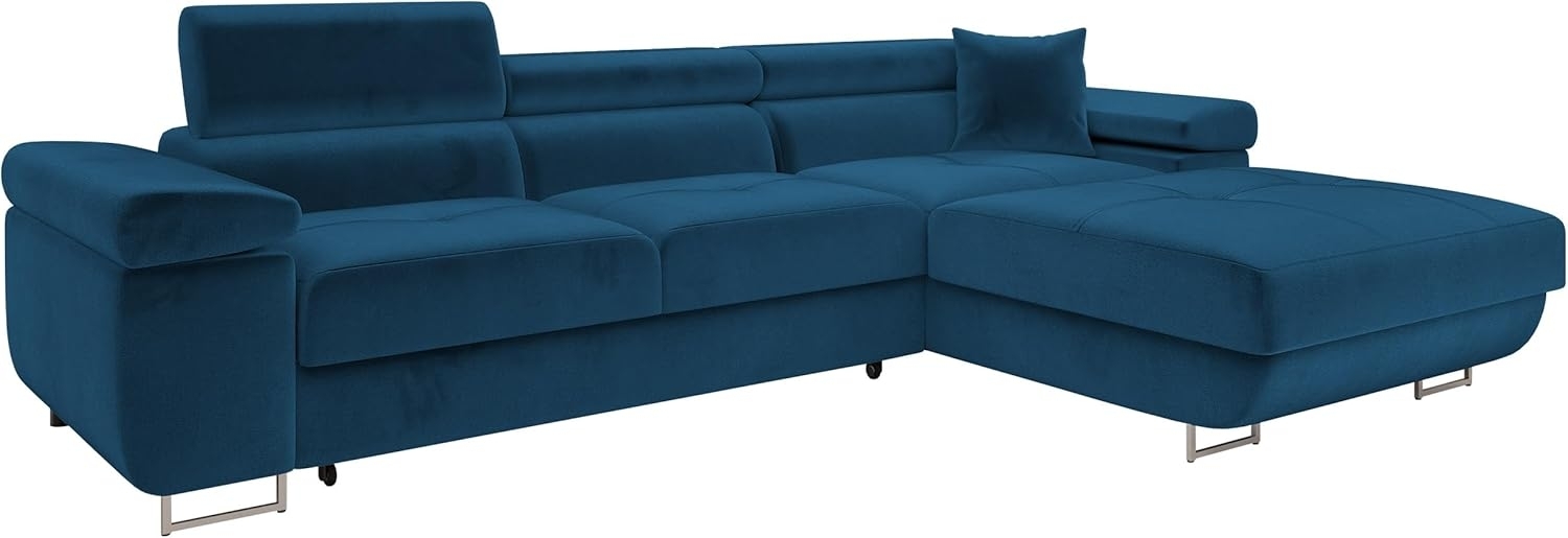 Ecksofa Torezio Mini mit Bettkasten, Schlaffunktion und Einstellbare Kopfstützen (Farbe: Manila 26, Seite: Rechts) Bild 1