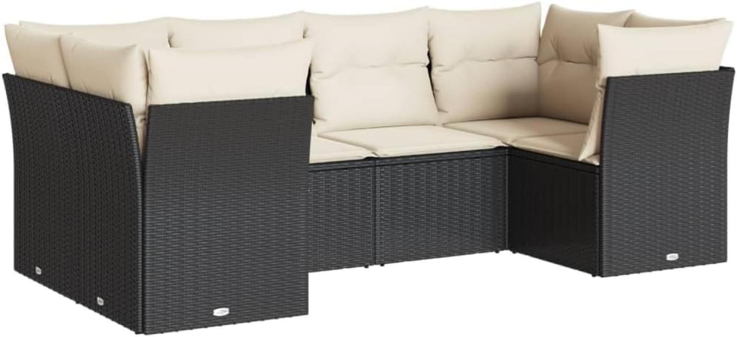 vidaXL 6-tlg. Garten-Sofagarnitur mit Kissen Schwarz Poly Rattan 3218106 Bild 1