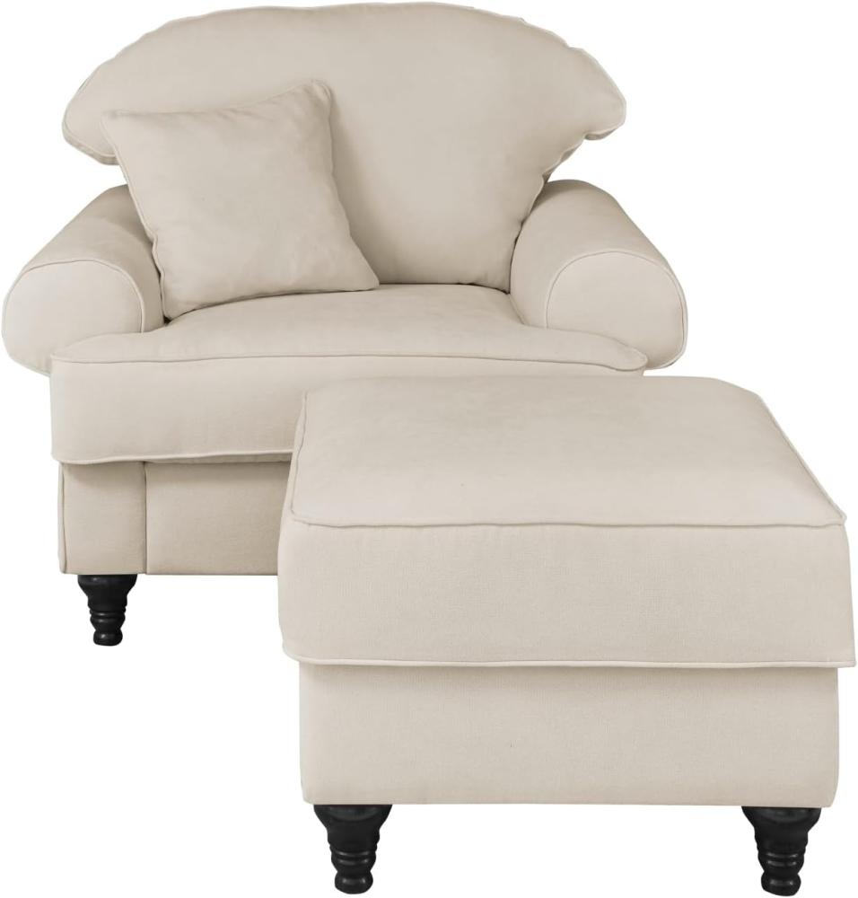 Sessel Adelina in beige Set inkl. Hocker Bild 1