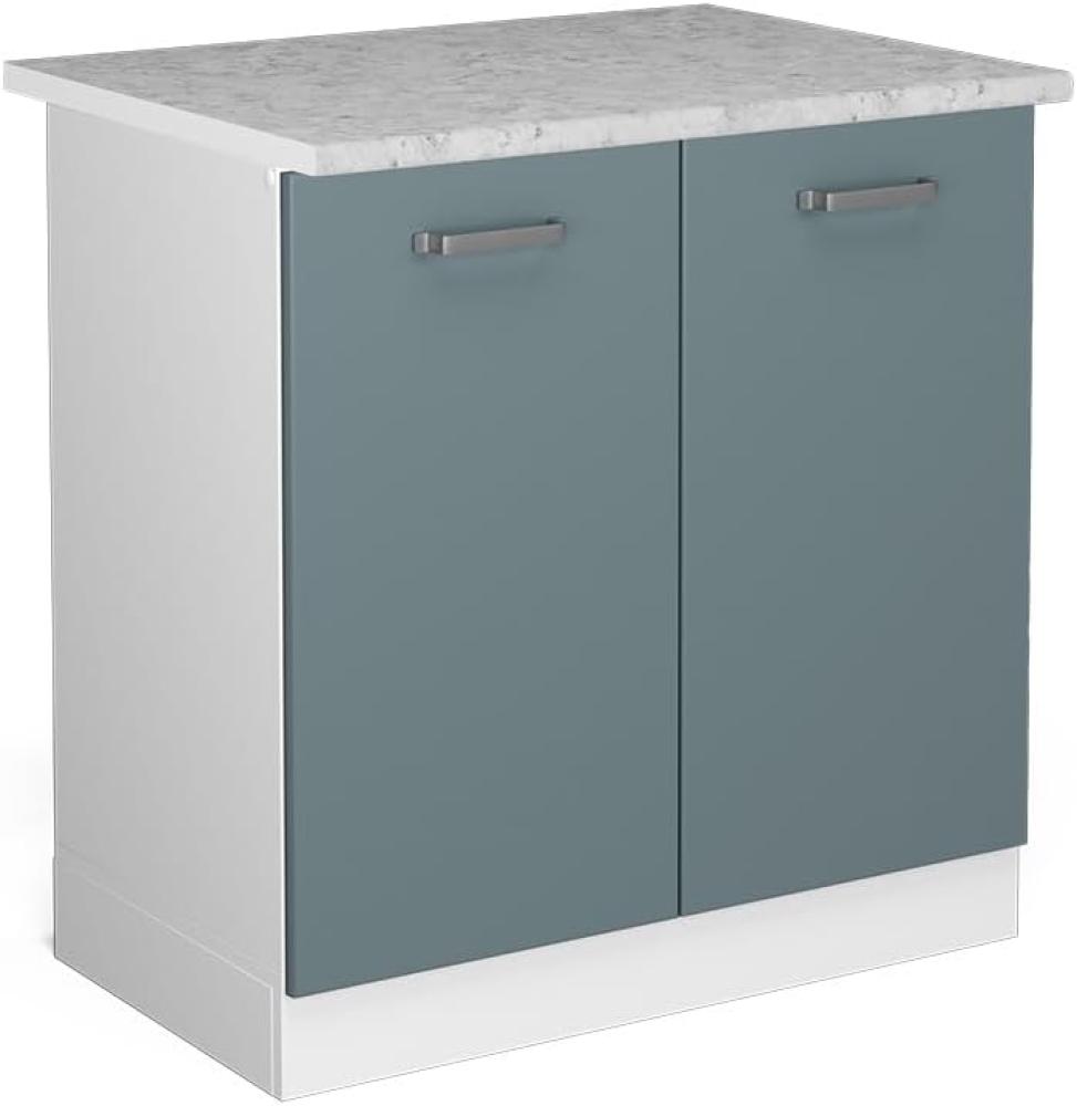 Vicco Spülenunterschrank R-Line, Blau-Grau/Weiß, 80 cm mit Arbeitsplatte Bild 1