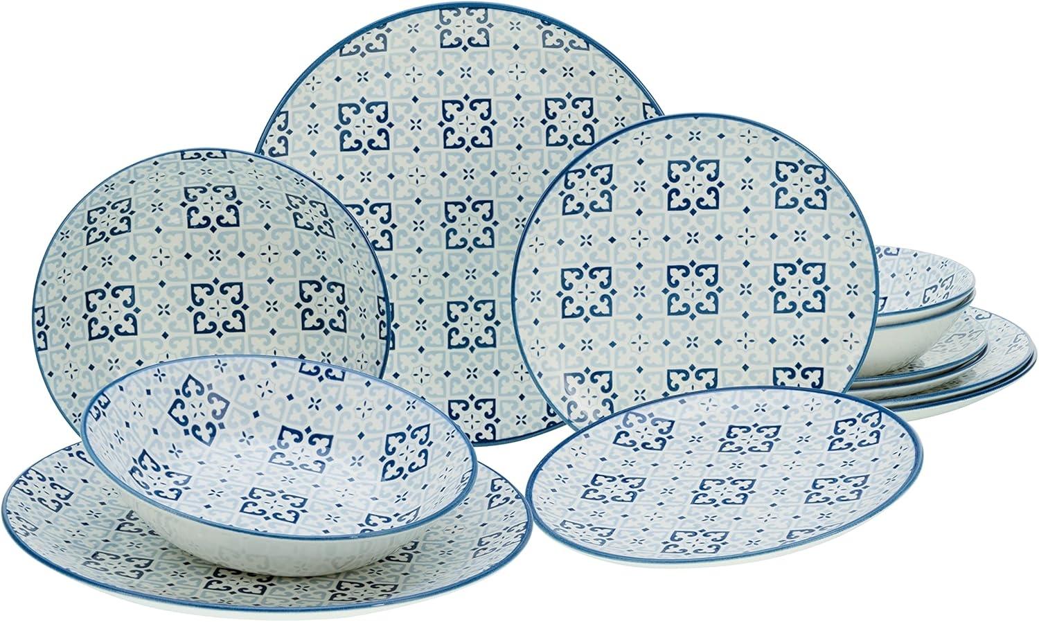 CreaTable 17849 Tafelservice Yara für 4 Personen, Steinzeug, blau (1 Set, 12-teilig) Bild 1