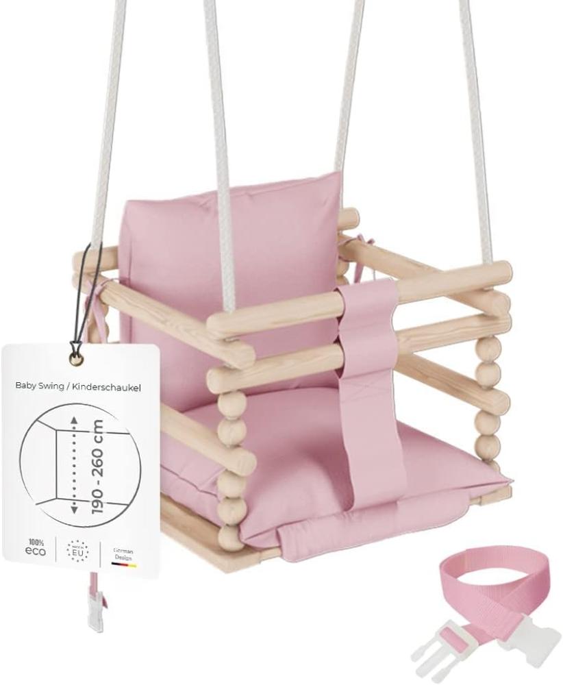 MAMOI® Baby Swing 3 in 1 Pink + safety belt | CE | 100% ECO | Made in EU Bild 1