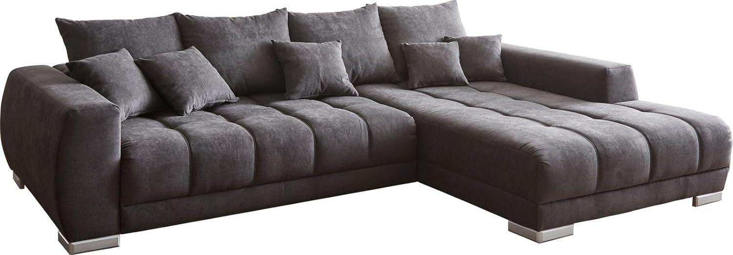 Ecksofa Nabor 300x230 cm Mikrofaser Schwarz Recamiere rechts inkl. elektrischer Vorziehfunktion Bild 1