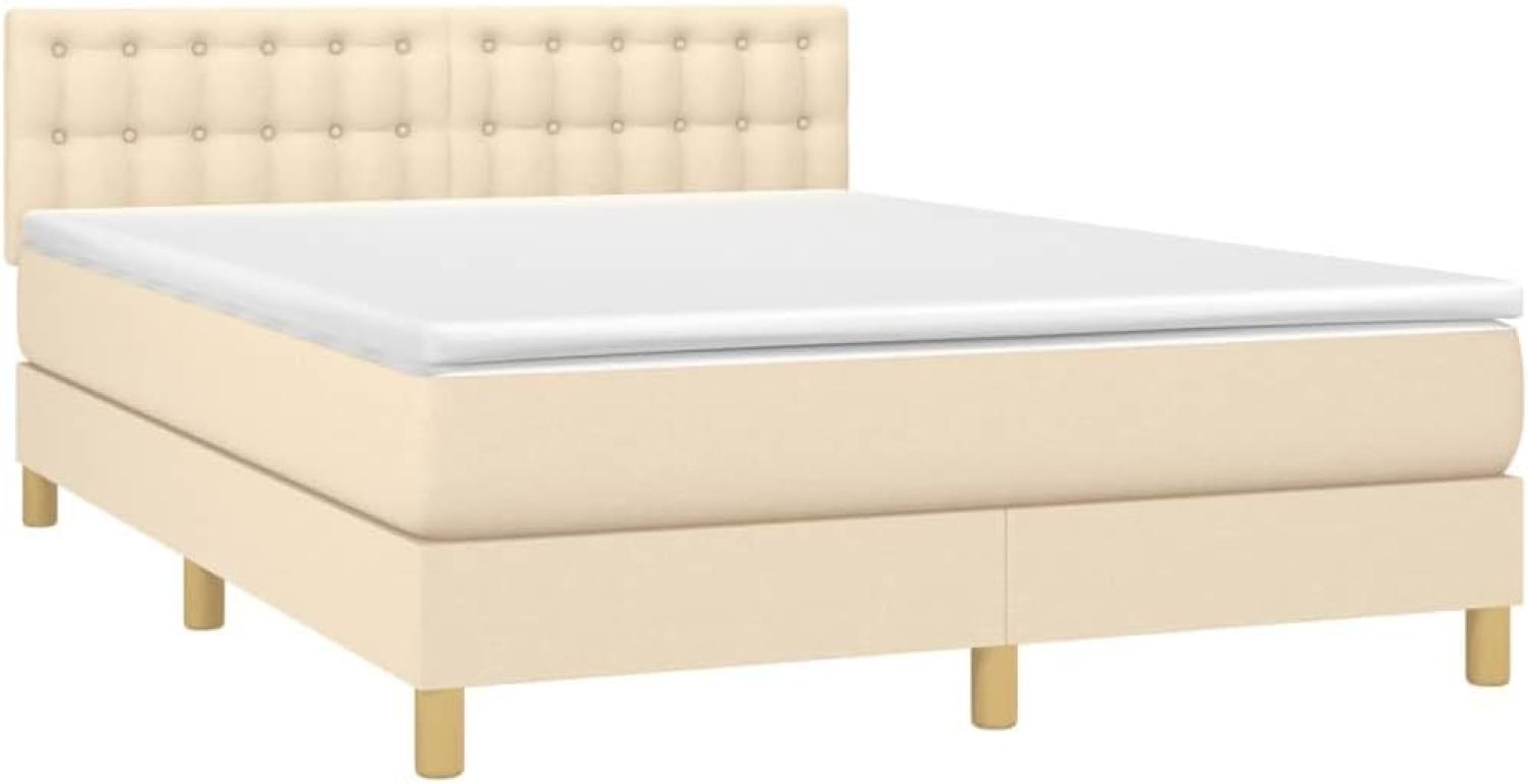 vidaXL Boxspringbett mit Matratze Creme 140x200 cm Stoff 3140942 Bild 1