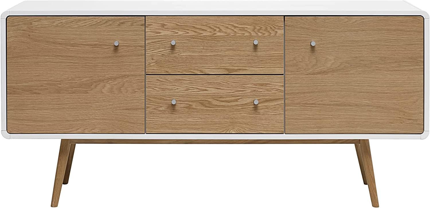 Schrank Tula teilmassiv Eiche weiss Sideboard Kommode Highboard Anrichte Bild 1