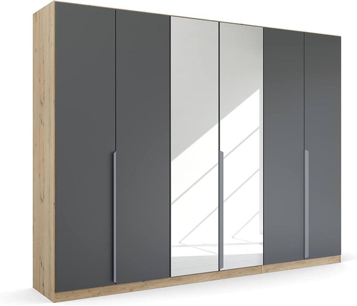 Kleiderschrank Drehtürenschrank Dark&Wood | 6-türig | mit Spiegeltüren | grau metallic / Eiche Artisan | 271x210 Bild 1
