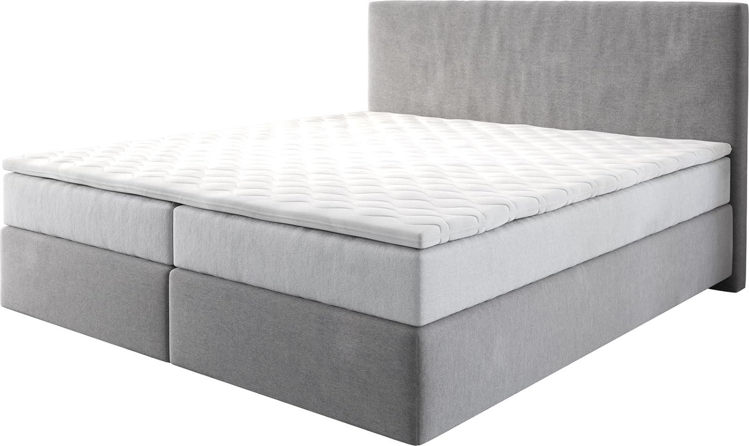 Boxspringbett Dream-Well 180x200 cm Mikrofaser Grau mit TFK Matratze und Visco Topper Bild 1