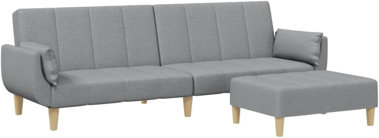 Schlafsofa 2-Sitzer mit Fußhocker Hellgrau Stoff 3258141 Bild 1