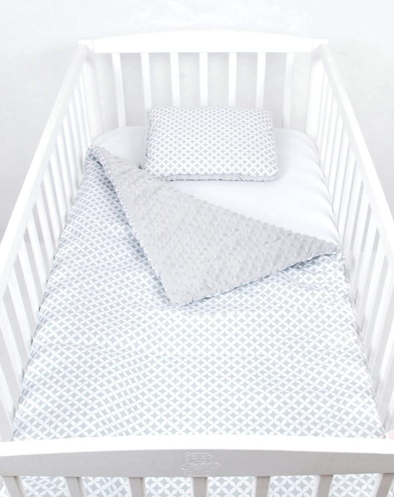 BABYLUX Babydecke Krabbeldecke MINKY Kuscheldecke Decke 75 x 100 cm mit KISSEN 30x35cm (23K. Grau + Marokko) Bild 1