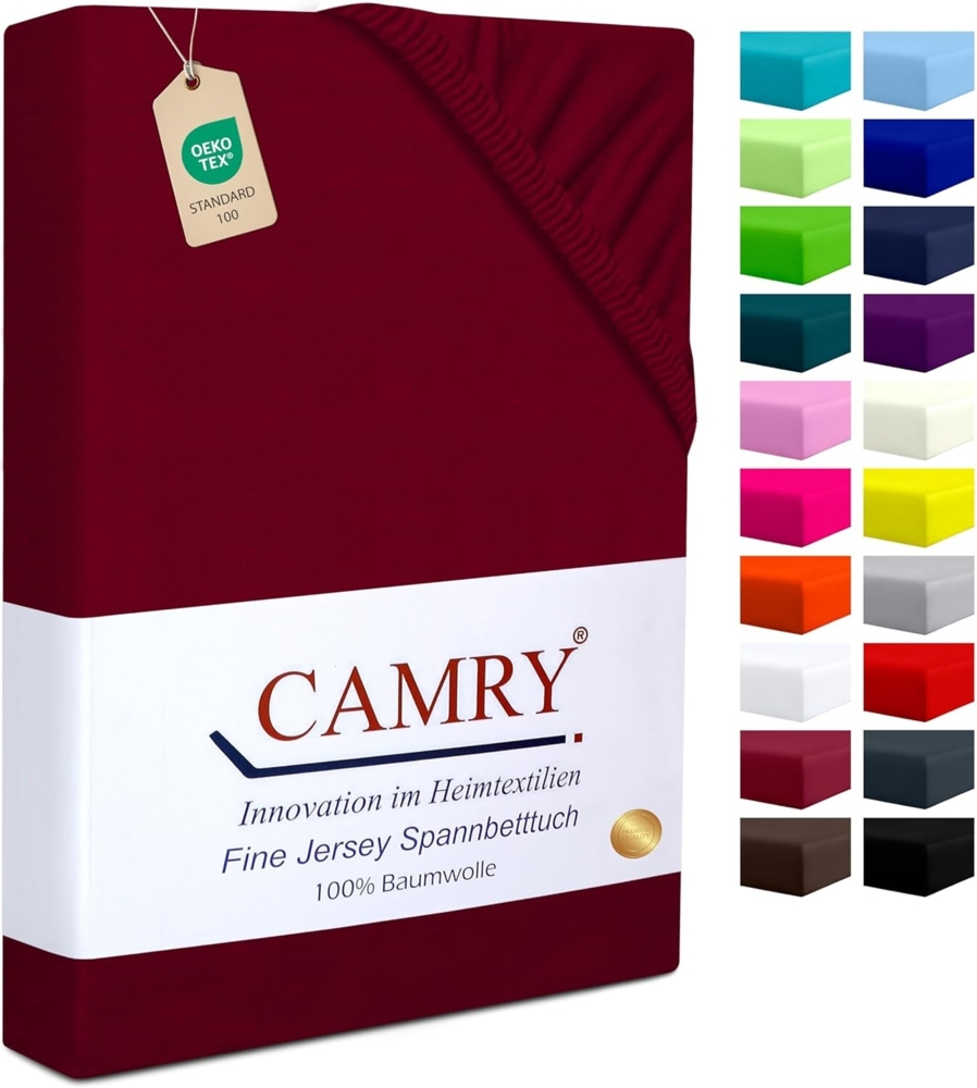 Camry Spannbettlaken CLASSIC, Jersey Baumwolle, Gummizug: rundum, viele Farben, alle Matratzenhöhen, Bettlaken, Spannbetttuch Bild 1