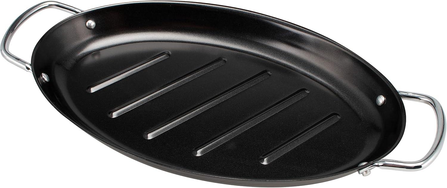 Fisch-Grillpfanne oval, Grillplatte antihaftbeschichtet, 39,5 x 20,5 cm Bild 1