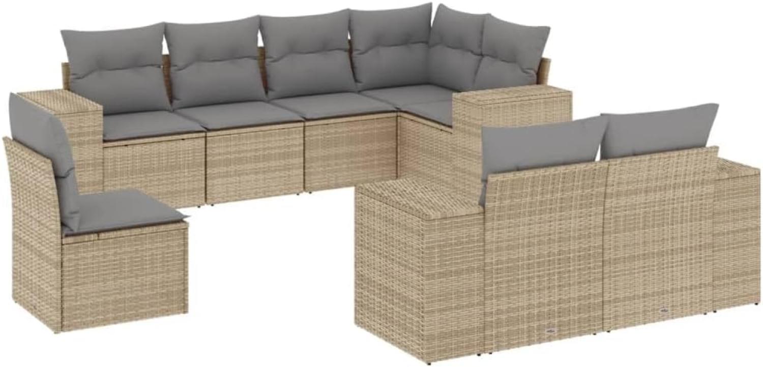 vidaXL 8-tlg. Garten-Sofagarnitur mit Kissen Beige Poly Rattan 3255176 Bild 1