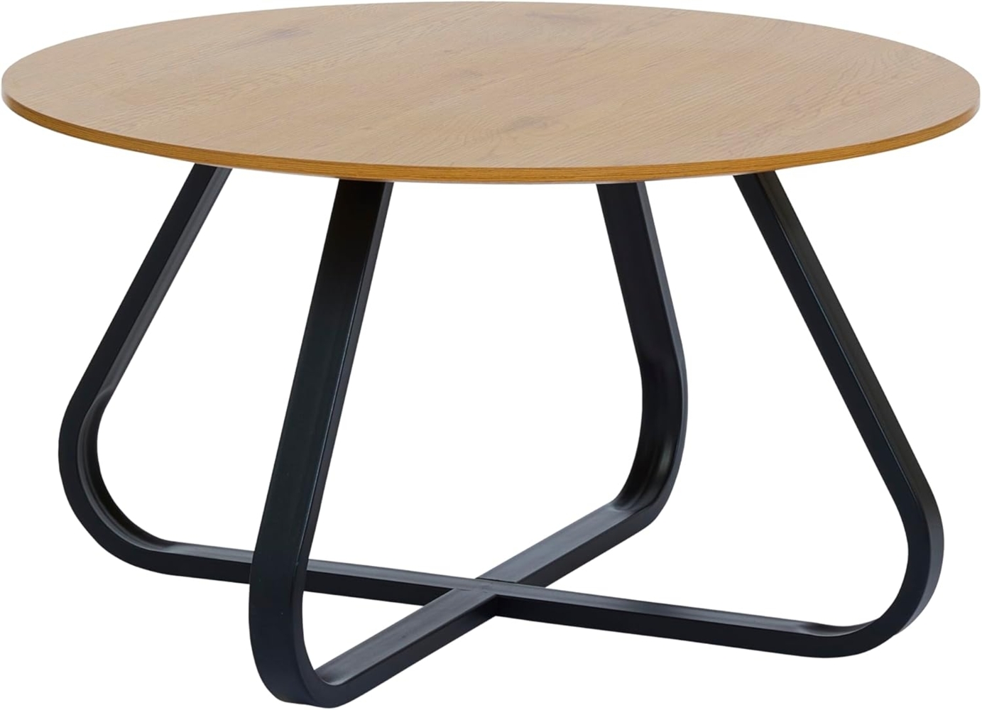 FJORDFORM Couchtisch, Eiche Melamin, Schwarze Metallbeine, Ø80cm, Oak Bild 1
