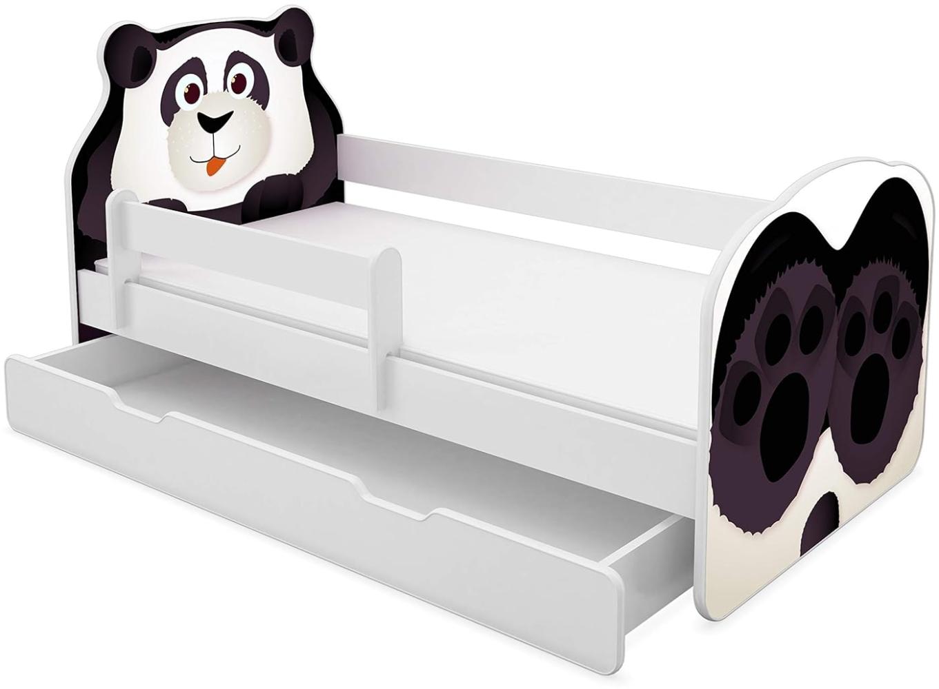 ACMA Tiere VII Kinderbett Jugendbett Matratze Rausfallschutz Lattenrost 140x70 160x80 180x80 (06 Panda, 160x80 cm + Bettkasten) Bild 1