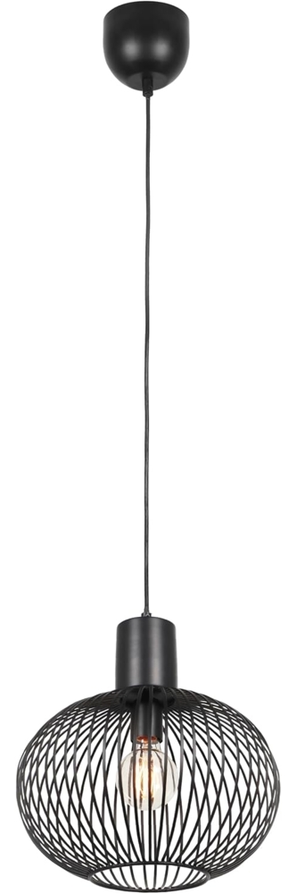 Pendelleuchte GILA mit Gitter Lampenschirm Schwarz Ø 33cm Bild 1