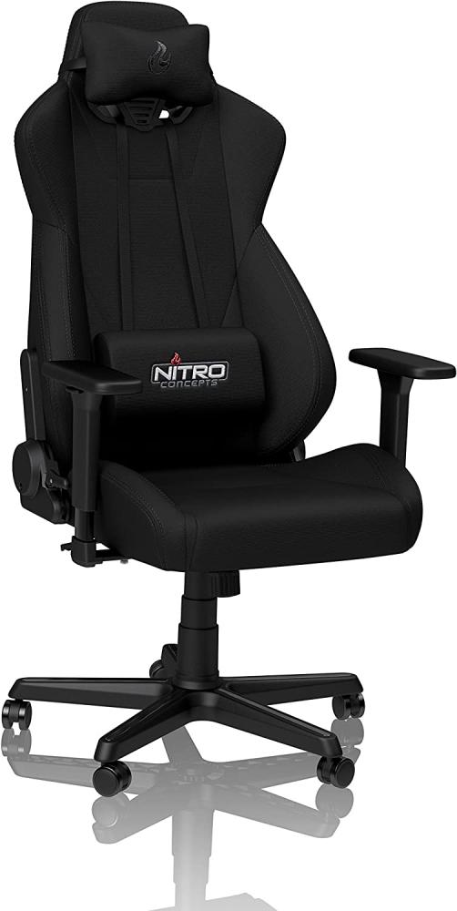 NITRO CONCEPTS S300 Gamingstuhl - Ergonomischer Bürostuhl Schreibtischstuhl Chefsessel Bürostuhl Pc Stuhl Gaming Sessel Stoffbezug Belastbarkeit 135 Kilogramm - Stealth Black (Schwarz) Bild 1