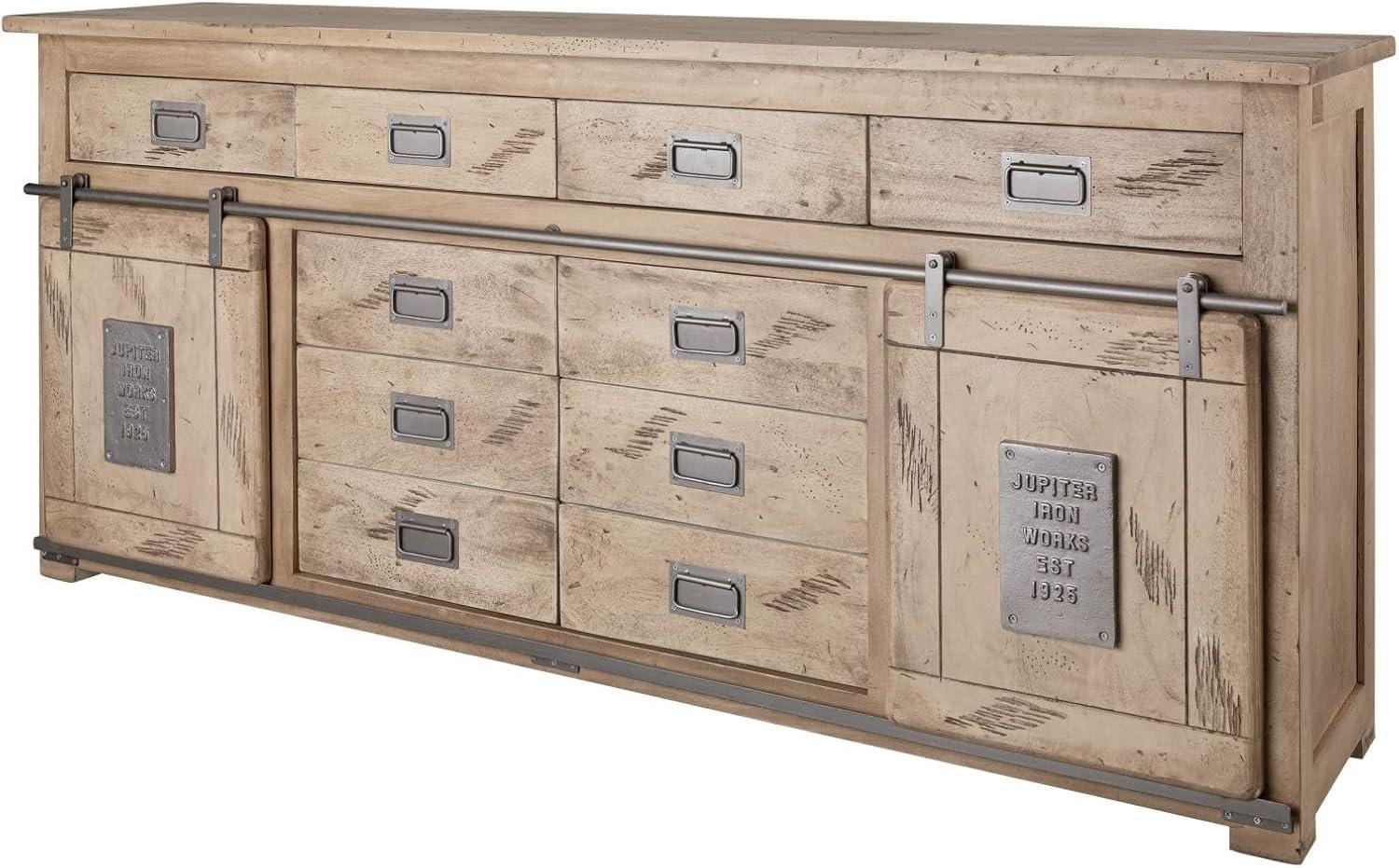 Massivmoebel24 Sideboard (Sideboard Mango 200x45x90 whitewash lackiert RAILWAY #322) Bild 1