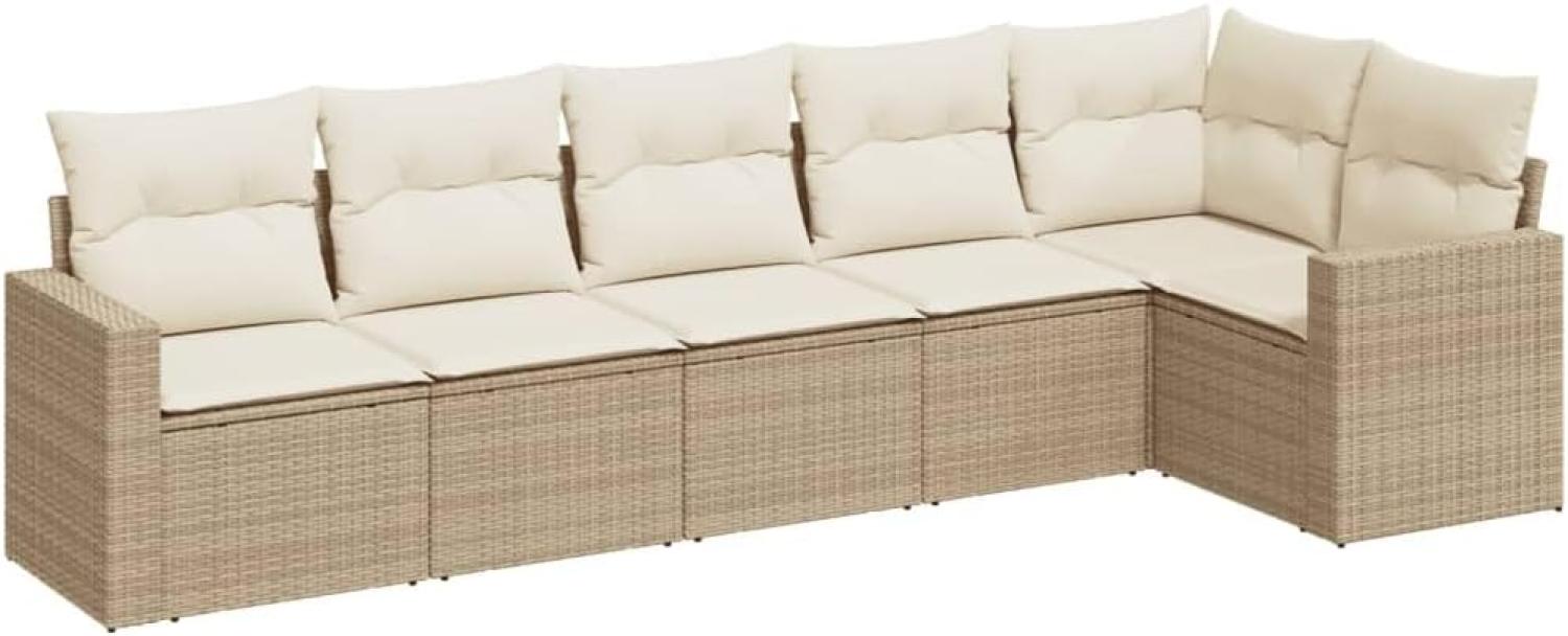 vidaXL 6-tlg. Garten-Sofagarnitur mit Kissen Beige Poly Rattan 3218978 Bild 1