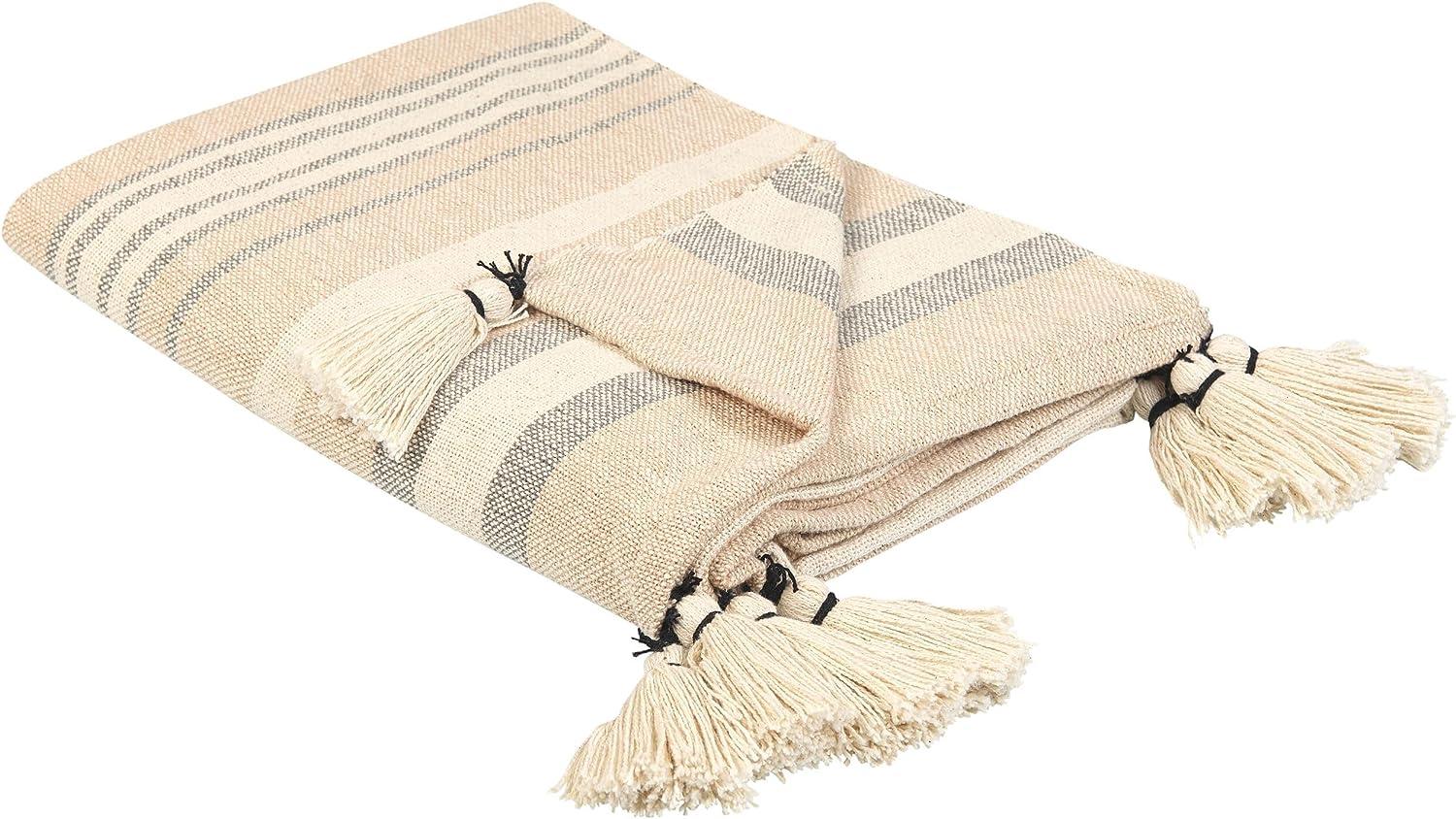 Kuscheldecke YARSELI Baumwolle 130 x 170 cm Beige Bild 1