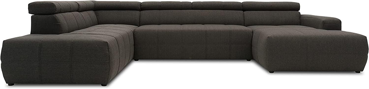 DOMO. collection Brandon Sofa, Wohnlandschaft mit Rückenfunktion in U-Form, Polsterecke Eckgarnitur Polstergarnitur, Schlamm, 228 x 359 x 175 cm Bild 1