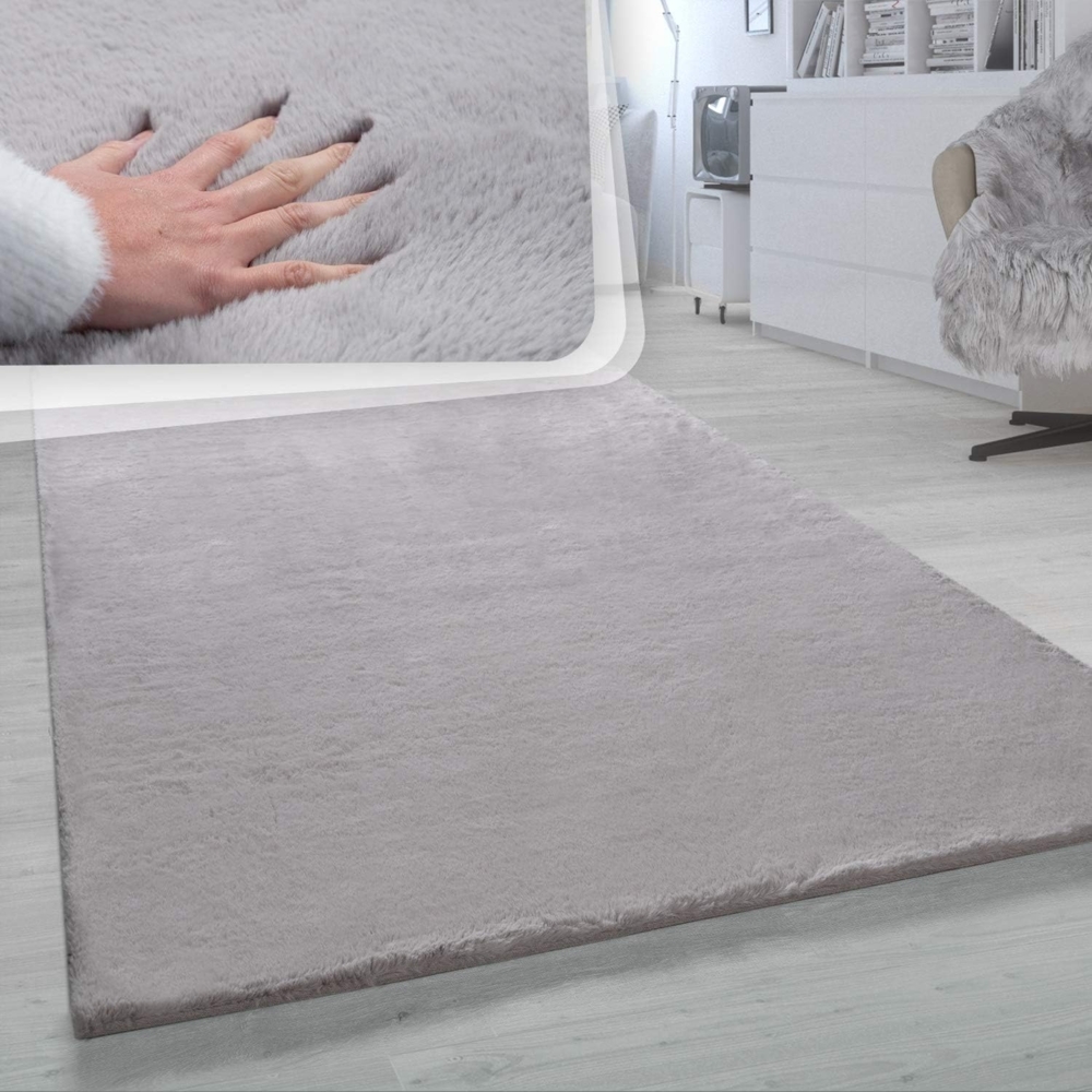 Paco Home Fellteppich Rabbit 780, rechteckig, Höhe: 26 mm, Kunstfell, Kaninchenfell-Haptik, ein echter Kuschelteppich, Uni-Farben Bild 1