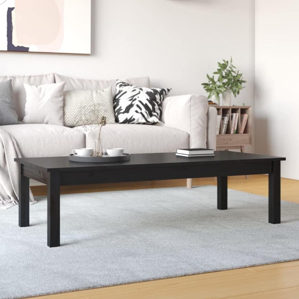 Couchtisch Schwarz 110 x 50 x 30 cm Massivholz Kiefer Bild 1