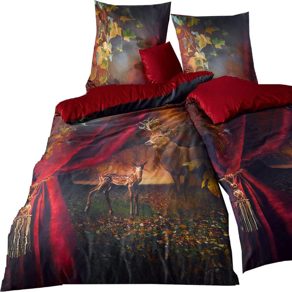 Fleuresse Mako-Satin Wendebettwäsche bed art s Hirsch | 135x200 cm + 80x80 cm Bild 1