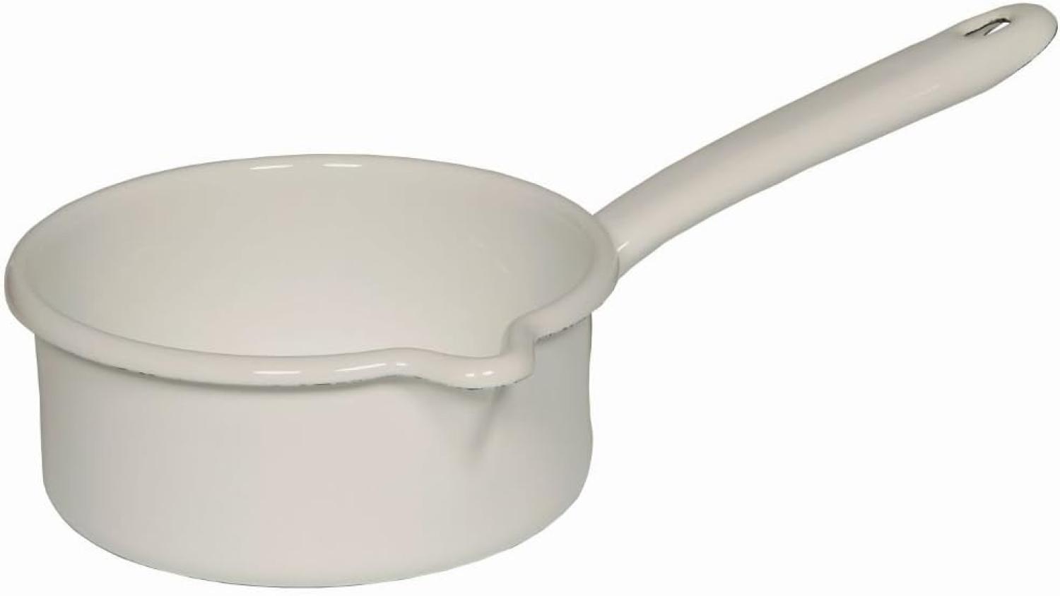 RIESS 0036-033 Stielkasserolle 14 cm mit großem Ausguss, 0,75 L, Classic Weiss / Stieltopf Bild 1