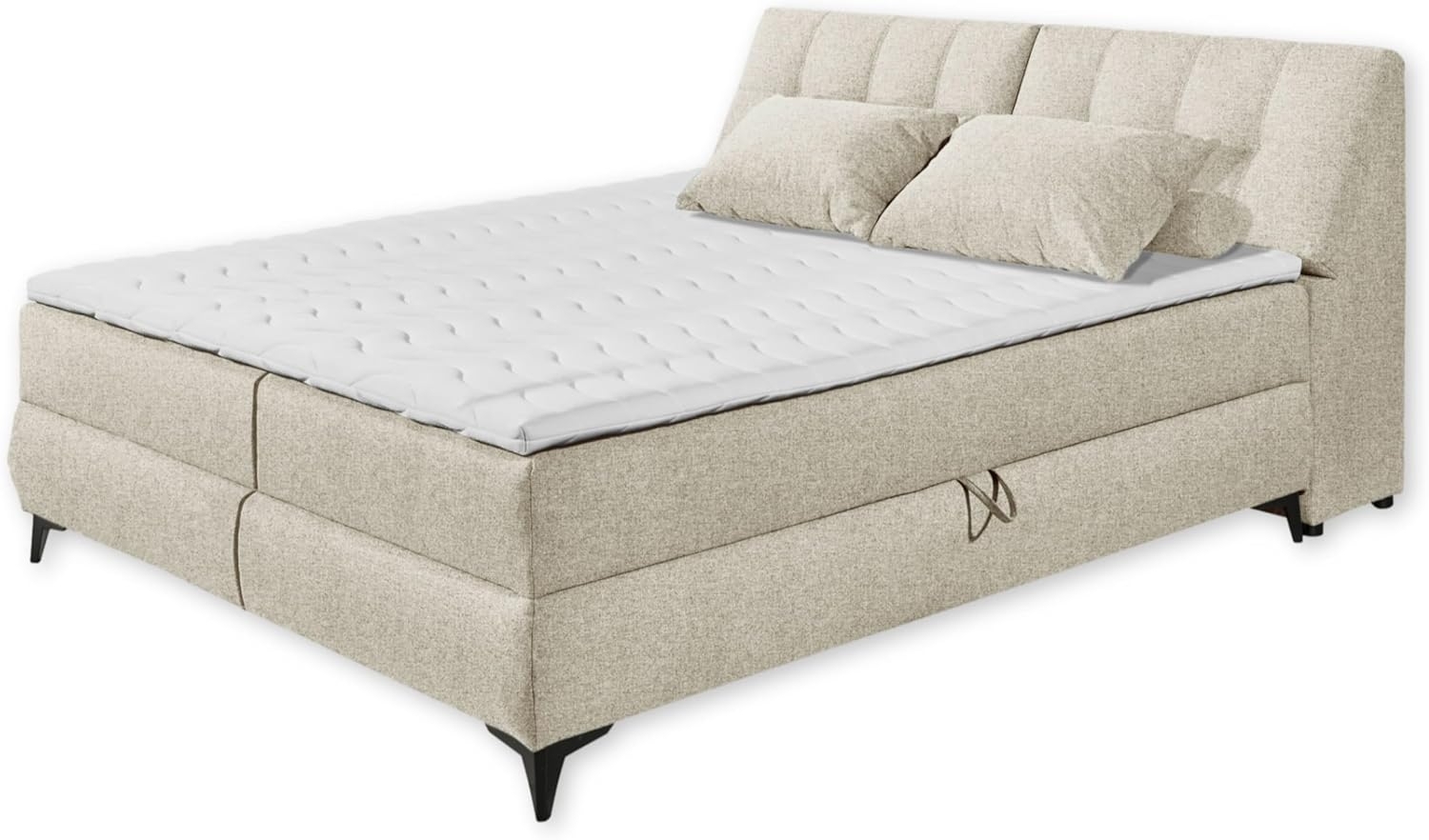 ATLANTIS 6 Boxbett 160x200 in Ivory - Bequemes Doppelbett mit Bettkästen und Kaltschaum Topper - 165 x 102 x 240 cm (B/H/T) Bild 1