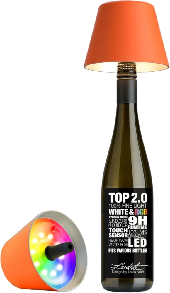 Sompex Flaschenleuchte TOP 2.0 Orange LED RGBW mit Akku Bild 1