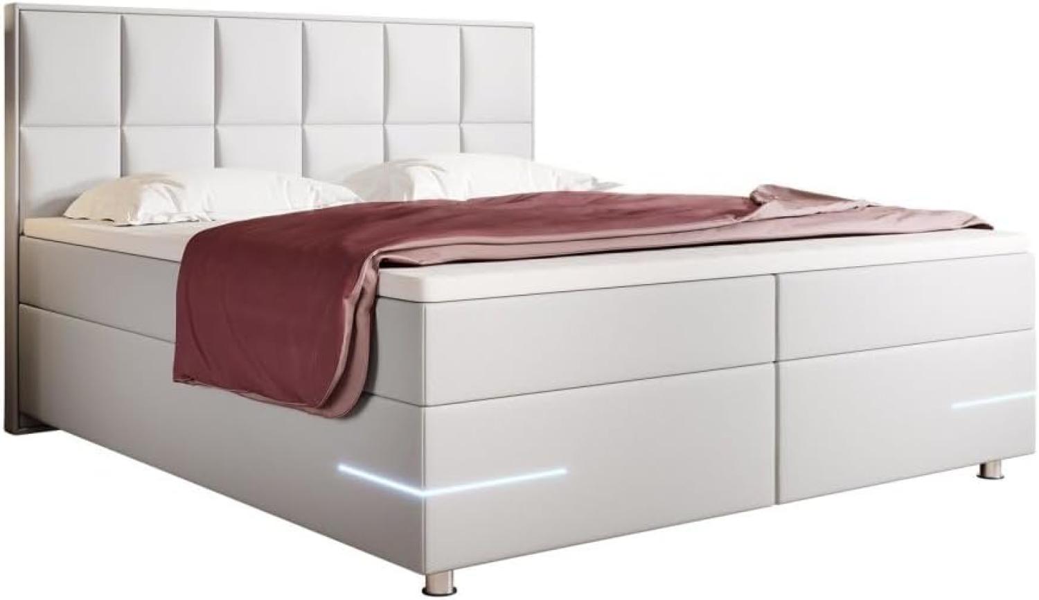 Boxspringbett Milano mit LED (Kunstleder) 120x200 Weiß H3 Bild 1