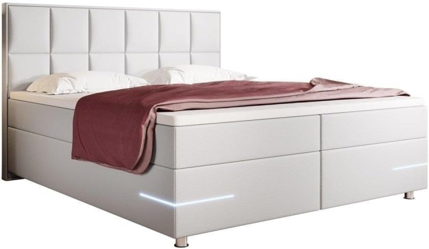 Boxspringbett Milano mit LED (Kunstleder) 120x200 Weiß H3 Bild 1