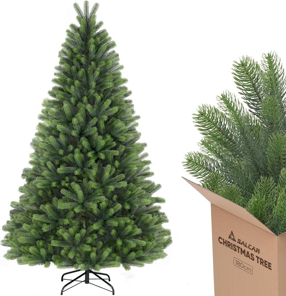 Salcar Künstlicher Weihnachtsbaum Weihnachtsbaum Künstlich Tannenbaum Christbaum mit 100% PE Spitzen, 180cm mit 762 Spitzen Bild 1