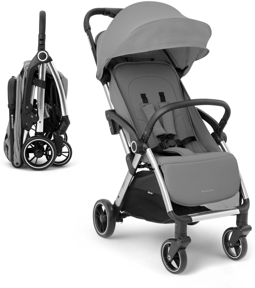 Kikkaboo Kinderwagen, Buggy Eden bis 22 kg Federung Regenschutz zusammenklappbar grau Bild 1