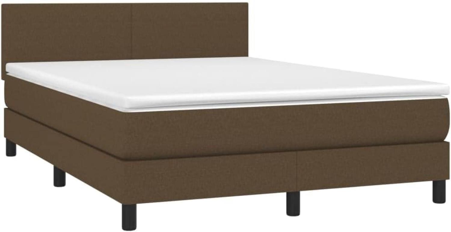 Boxspringbett mit Matratze & LED Stoff Dunkelbraun 140 x 200 cm Bild 1