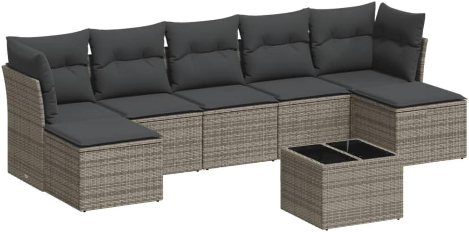 vidaXL 8-tlg. Garten-Sofagarnitur mit Kissen Grau Poly Rattan 3249879 Bild 1