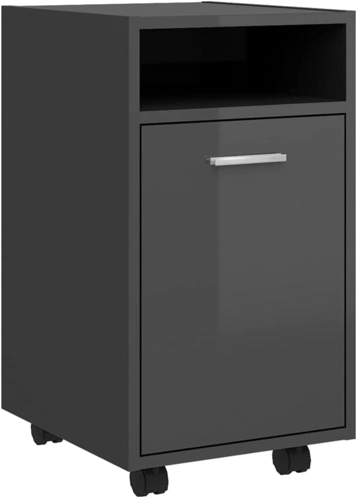 vidaXL Beistellschrank mit Rollen Hochglanz-Grau 33 x 38 x 60 cm Spanplatte Bild 1