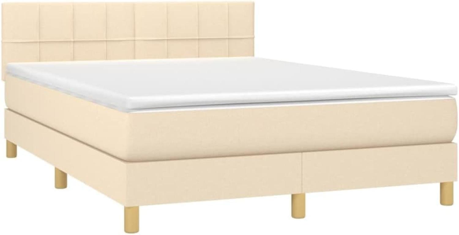 vidaXL Boxspringbett mit Matratze Creme 140x200 cm Stoff 3140622 Bild 1