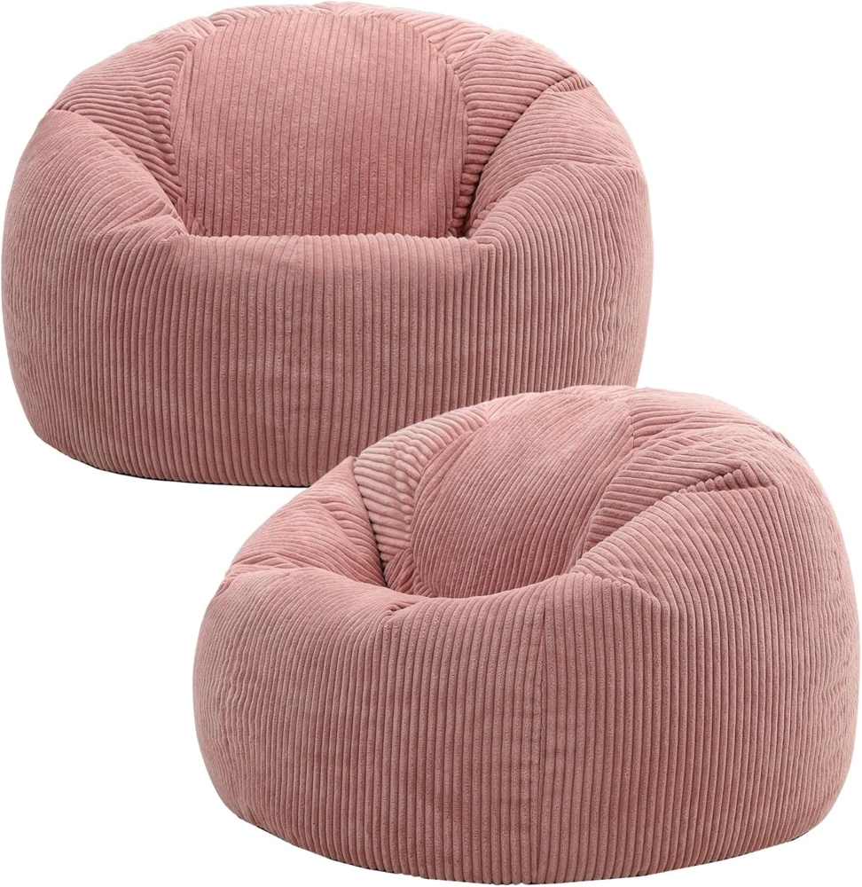 Icon Kingston Sitzsack Cord, Hellrosa, 2er Pack, Sitzsack Erwachsene mit Füllung, Bean Bag, Cord Sessel, Lounge Sessel, Lounge Stuhl, Schlafzimmer, Wohnzimmer, Wohnzimmer Möbel Bild 1