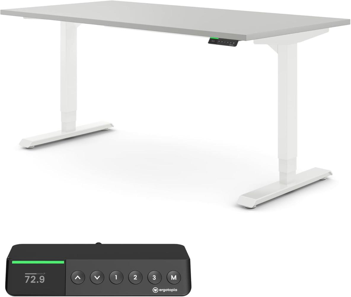 Desktopia Pro X - Elektrisch höhenverstellbarer Schreibtisch / Ergonomischer Tisch mit Memory-Funktion, Grau, Gestell Weiß, 120x80 cm Bild 1