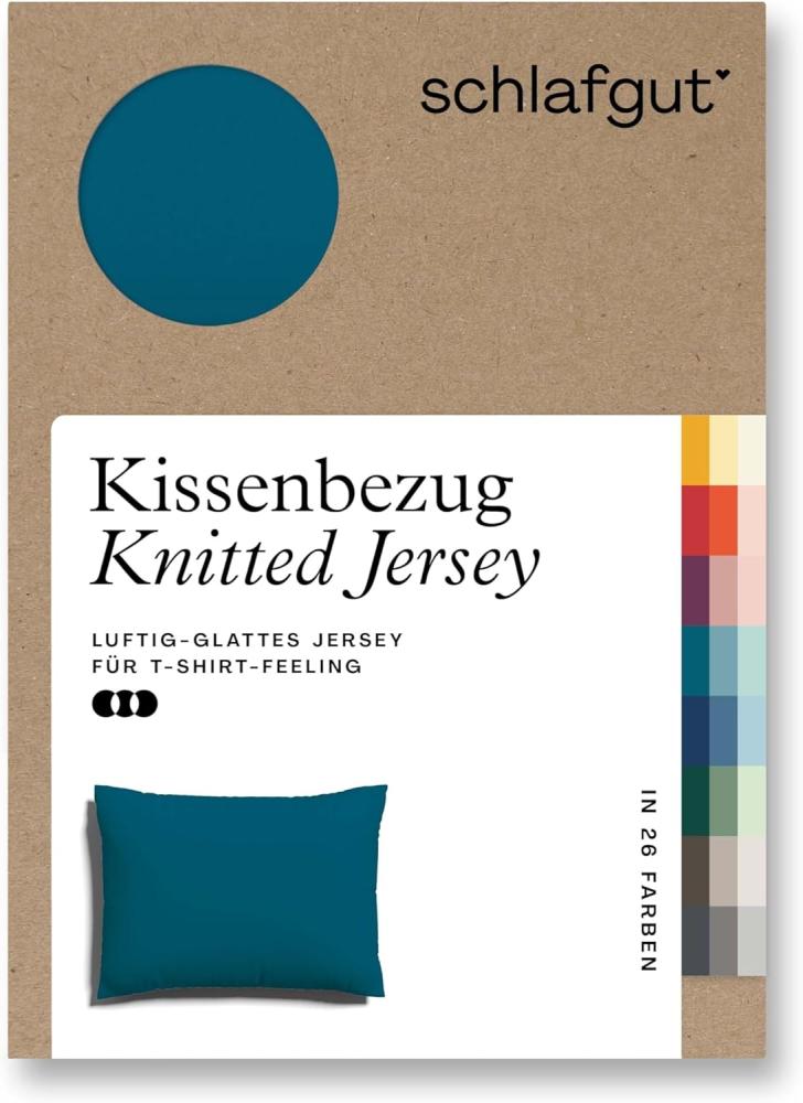 Schlafgut Knitted Jersey Bettwäsche | Kissenbezug einzeln 70x90 cm | petrol-deep Bild 1